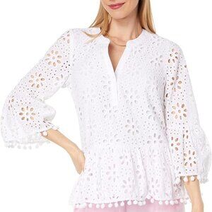 NWT Lilly Pulitzer Bekah Eyelet Top Resort White Funflower Eyelet XS